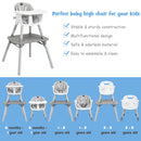 BABYJOY 4 IN 1 BABY HIGH CHAIR CONVERTIBLE TODDLER TABLE CHAIR SET - GRAY - Like New