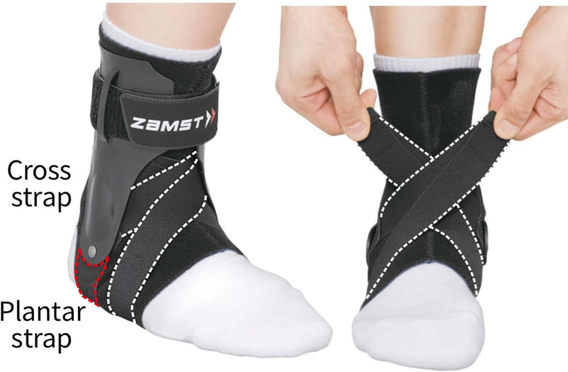 Zamst A2-DX Sports Ankle Brace with Protective Guards - SMALL RIGHT/BLACK Like New