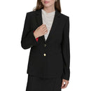 HALSTON WOMEN'S TWO BUTTON WOVEN OFFICE WORKWEAR BLAZER - SIZE : 4 - BLACK - Brand New