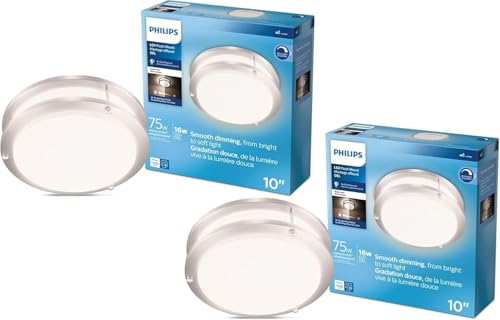 PHILLIPS DOUBLE RING 10 IN. FLUSH MOUNT (2-PACK) 574608 - BRIGHT WHITE - Like New