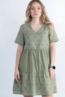 BARN SWALLOW NEW YORK DRESS BUNDLE OF 3 V-NECK OVER- 6 - TERRA/WHITE/OLIVE GREEN - Like New