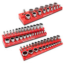 MichaelPro 3PC Magnetic Socket Organizer 1/4", 3/8" & 1/2" Drive MP014003-RED - Like New