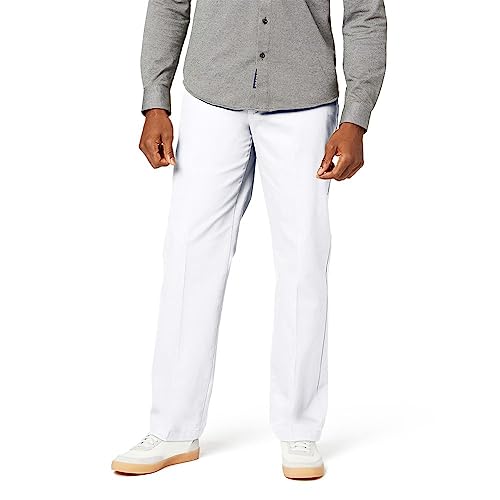 Dockers Men Fit Signature Khaki Lux Cotton Stretch Pants W34/L32 PAPER WHITE - Brand New