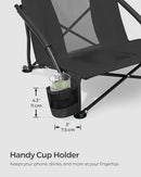 SONGMICS SET OF 2 PORTABLE BEACH CHAIRS ADULTS MAX LOAD 330 LB EACH BLACK- BLACK - Like New