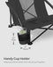 SONGMICS SET OF 2 PORTABLE BEACH CHAIRS ADULTS MAX LOAD 330 LB EACH BLACK- BLACK - Like New