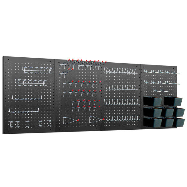 True & Tidy 128pc Pegboard Wall Organizer Set 4pcs 24"x16" Panels - Black - Like New