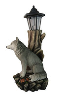 DWK 17" Illumined Wolf Hand Painted Sculpture Solar Lantern - B01BW9FXMC - Brand New
