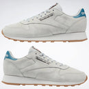 REEBOK MENS CLASSIC LEATHER LIFESTYLE SNEAKERS SIZE: 8 - PURE GRAY/STEELY BLUE - Like New