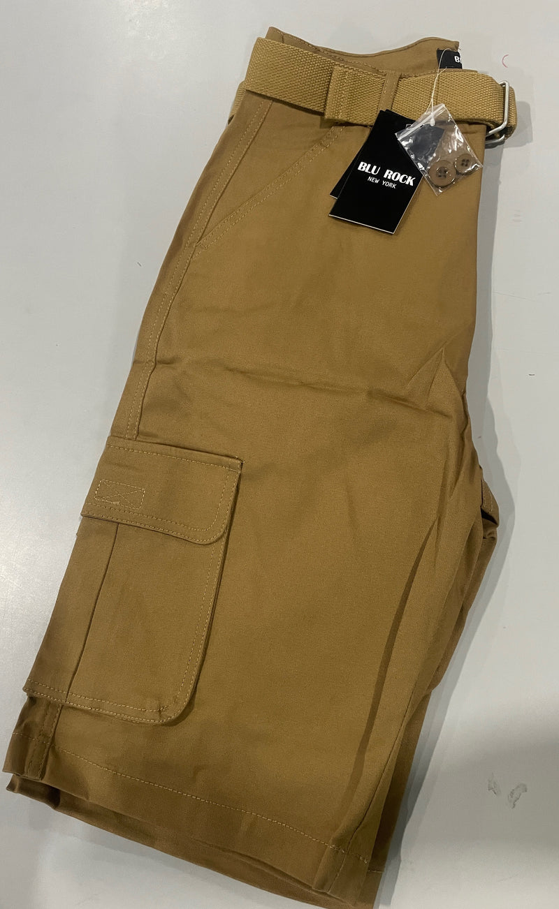 BLU ROCK NEW YORK 10" INSEAM CARGO POCKET W/BELT INCLUDED, SIZE: MEN 30 - TIMBER - Brand New