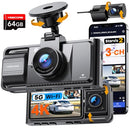 YEECORE Real 4K 3 Channel Dash Cam Front Rear Inside IR Night Vision D53 - Black - Like New