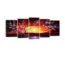 WIECO ART 5 PIECE PLUM TREE BLOSSOM CANVAS PRINTS WALL ART ABSTRACT FLORAL - Brand New
