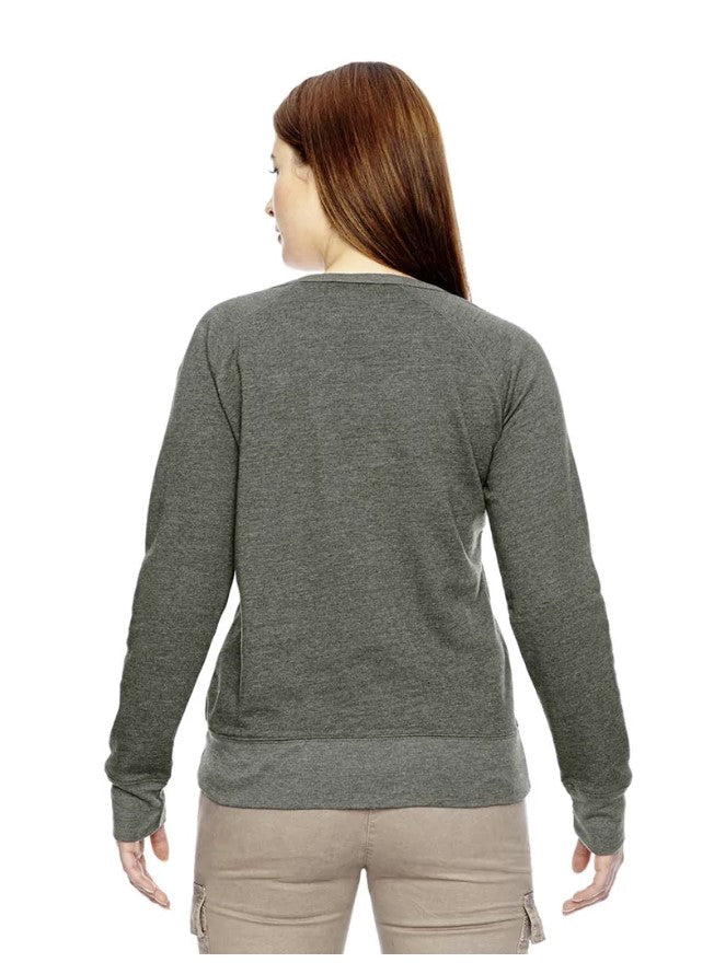 EC4505 Econscious Ladies' Organic/Recycled Heathered Fleece Raglan Pullover New