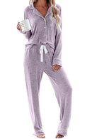 AAMIKAST WOMEN'S PAJAMA SETS LONG SLEEVE BUTTON DOWN NIGHTWEAR LAKE PURPLE M - Brand New