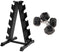 FITVIDS RUBBER ENCASED HEX DUMBBELL WITH RACK 25 LB PAIR 7009130 - BLACK - Like New