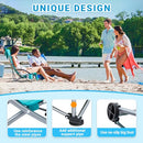 KINGCAMP FOLDING BEACH CHAIR HIGH BACK LIGHTWEIGHT PORTABLE BACKPACK - CYAN - Like New