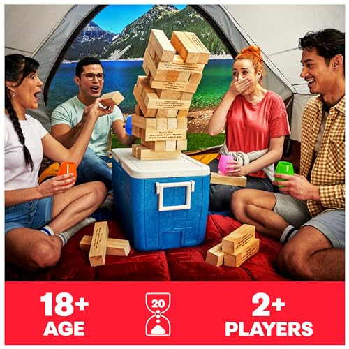 Spin Master Games, Happy Hour Tower, Giant Jumbling Wooden Blocks College Game - Brand New