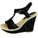 B0090XZTZY TOP Moda Women's Book-3 Black Black Ankle Strap Wedge Shoes, Size 8 - Brand New