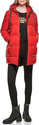 KARL LAGERFELD PARIS WOMENS HOODED JACKET - SIZE: WOMEN S - SCARLET - Brand New