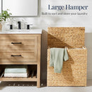 Best Choice Products Large Double Laundry Hamper with Lid - Natural - Brand New
