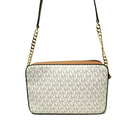 MICHAEL KORS ADJUSTABLE STRAP SIGNATURE COATED CANVAS CROSSBODY BAG - VANILLA - Brand New