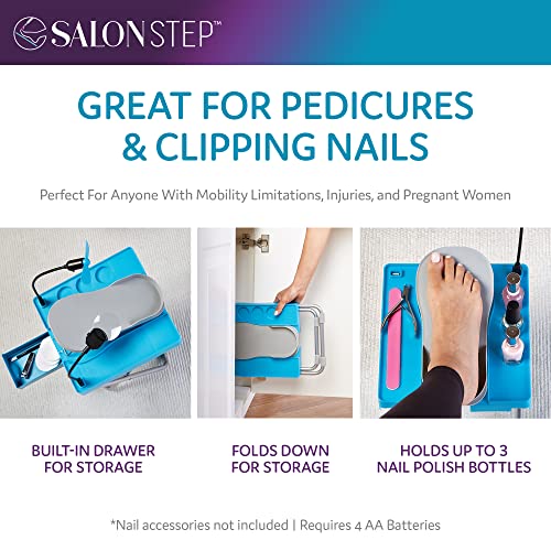 Salon Step The Beauty Footrest for Easy At-Home Pedicures - Blue New