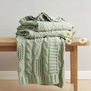 AHJF022300565 AMELIE HOME CABLE KNIT CHENILLE THROW BLANKET 50x60 SAGE GREEN - Brand New