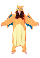 SAZAC POKEMON CHARIZARD KIGURUMI ONESIE ADULT UNISEX, ORANGE/YELLOW/TEAL/WHITE - Brand New