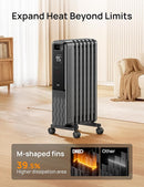Dreo Oil Filled Radiator Electric Heaters Remote Control 1500W - Space Gray - Brand New