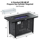 CECAROL 43" GLASS SHIELD OUTDOOR PROPANE GAS FIRE PIT TABLE Electronic Pulse - Like New