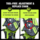 DEVENBO MINI CHAINSAW 6 INCH HAND SAW WITH ELECTRIC CHAINSAW FUNCTION - GREEN - Like New