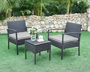 Leasbar 3 Pieces Patio Furniture, Rattan Chairs, Cushions, Table-B08J6KZ21L - Brand New