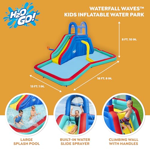 BESTWAY H2OGO! WATERFALL WAVES MEGA WATER PARK UP TO 6 CHILDREN - RED - Like New