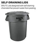 RUBBERMAID COMMERCIAL 263100GY ROUND FLAT TOP LID 32 GALLON ROUND BRUTE - GRAY - Like New