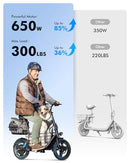 Gyroor C1 Plus Electric Scooter, 650W 30 Miles, 14" Pneumatic Tires, 300 lbs - Brand New