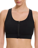 CHOOLLEY ZIP FRONT SPORTS BRA FOR WOMEN HIGH WORKOUT CROP TOP - 3X-LARGE - BLACK - Like New
