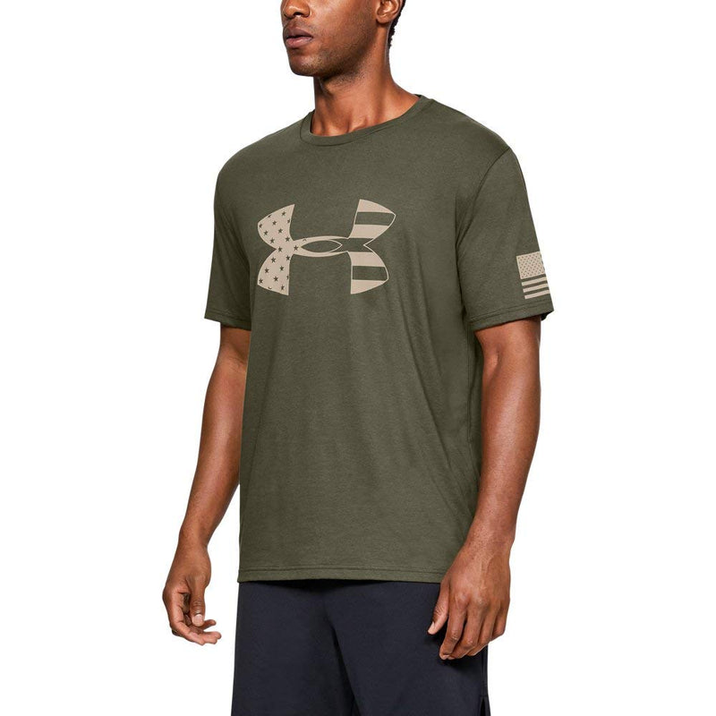 UNDER ARMOUR FREEDOM TONAL BIG FLAG LOGO TEE MEN'S S GREEN - 1333367 - Brand New
