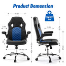 OLIXIS GAMING ERGONOMIC OFFICE DESK FLIP-UP ARMRESTS AND SUPPORT PU - BLUE - Like New