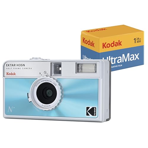 KODAK EKTAR H35N HALF FRAME FILM CAMERA BUNDLE KODAK ULTRAMAX 400/24EXP BLUE - Brand New