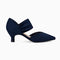 COUTGO WOMENS LOW KITTEN HEEL DRESS POINTED TOE SLIP ANKLE STRAP, SIZE 6 - NAVY - Like New