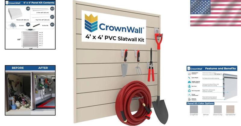 SLATWALL CUSTOMIZABLE SLATWALL STORAGE PANELS - 4FT X 4FT - BEIGE - Like New