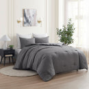 KATHY IRELAND 3-PIECE GRAY WAFFLE DOWN ALTERNATIVE COMFORTER SET -QUEEN - GRAY - Like New