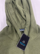 BLUE ICE MEN'S LOOSE FIT WAFFLE KNIT HENLEY PULLOVER HOODIE - SIZE: 3XL - OLIVE - Brand New