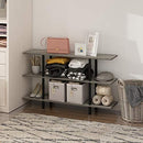 FURINNO TURN-N-TUBE 3-TIER WIDE DISPLAY SHELF, FRENCH OAK/GREY/BLACK - Like New
