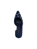 KARL LAGERFELD WOMEN'S KIPTON STILETTO PUMP PINS - SIZE: WOMEN 10 - DARK DENIM - Like New