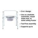 McKesson Folding Bariatric Commode Chair with 7.5 qt 1 Count - Brand New