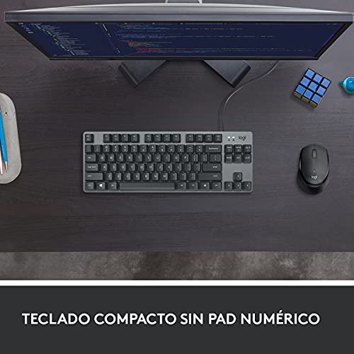 LOGITECH K835 TKL ALUMINUM MECHANICAL KEYBOARD WITH CABLE - TENKEYLESS QUIET - Like New