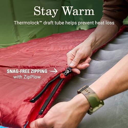 COLEMAN FLATLANDS 30/40/50°F SLEEPING BAG RECYCLED MATERIAL - RED/MULTI - Brand New