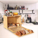 Art Secret Double Layer Bamboo Bread Box -Large Capacity Bread Bin -Maple Leaf - Brand New