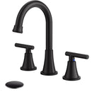 Hurran Bathroom Sink Faucet 3 Hole Pop-up Drain Supply, BKTK0006 - Matte Black - Like New
