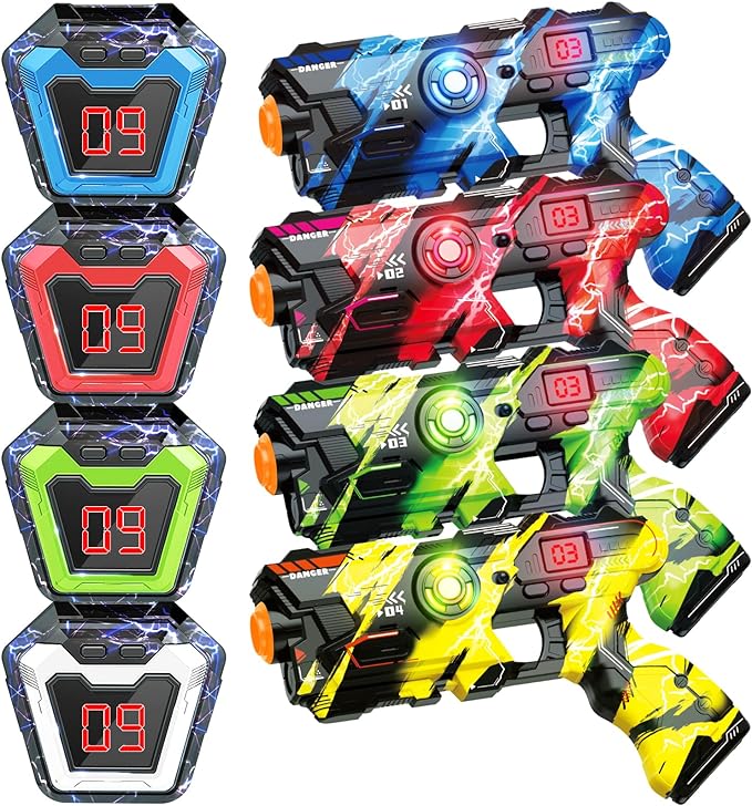 BAIAI Infrared Laser Tag Guns Set of 4 Digital LED Display Vest - Scratch & Dent